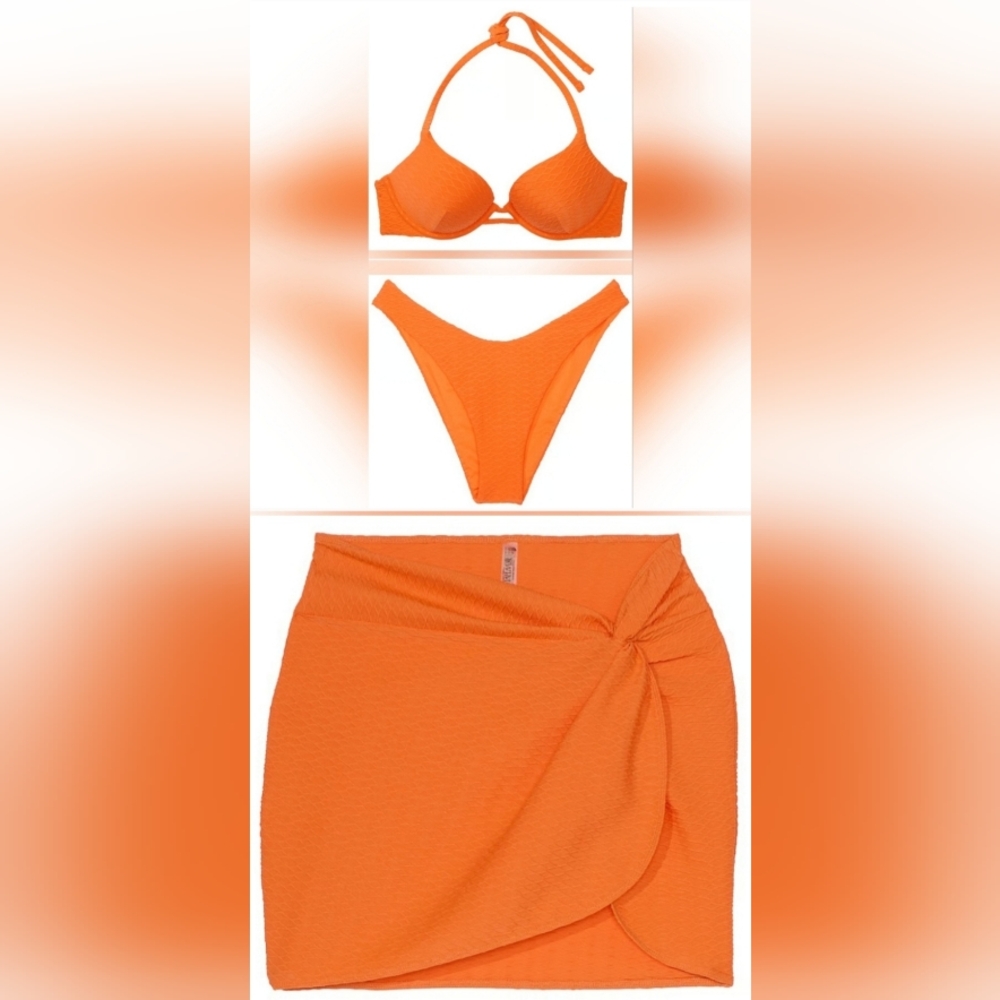 38DD/XXL/XL/XXL VS Swim Bombshell PushUp Bikini Top Brazilian Sarong Bikini Set